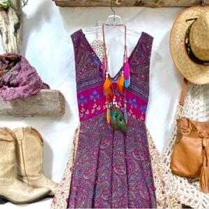 Southwestern feather boho necklace multicoloured w Gypsy/hippy vibe